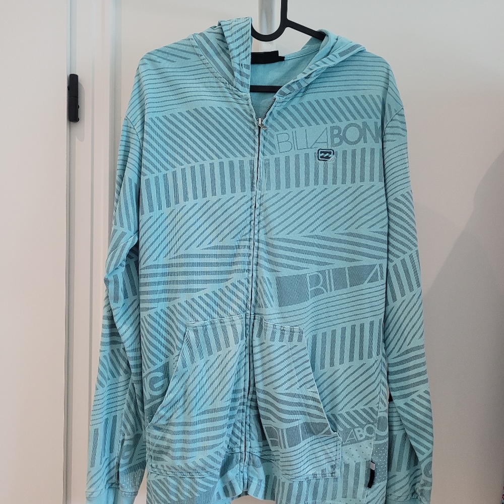 Billabong Aqua Patterned Zip-Up Hoodie M